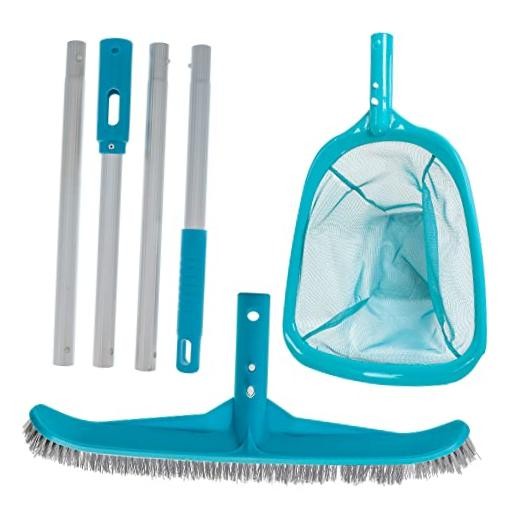 Pool Maintenance Kit with Leaf Skimmer Net, Brush, and Adjustable Pool Set
