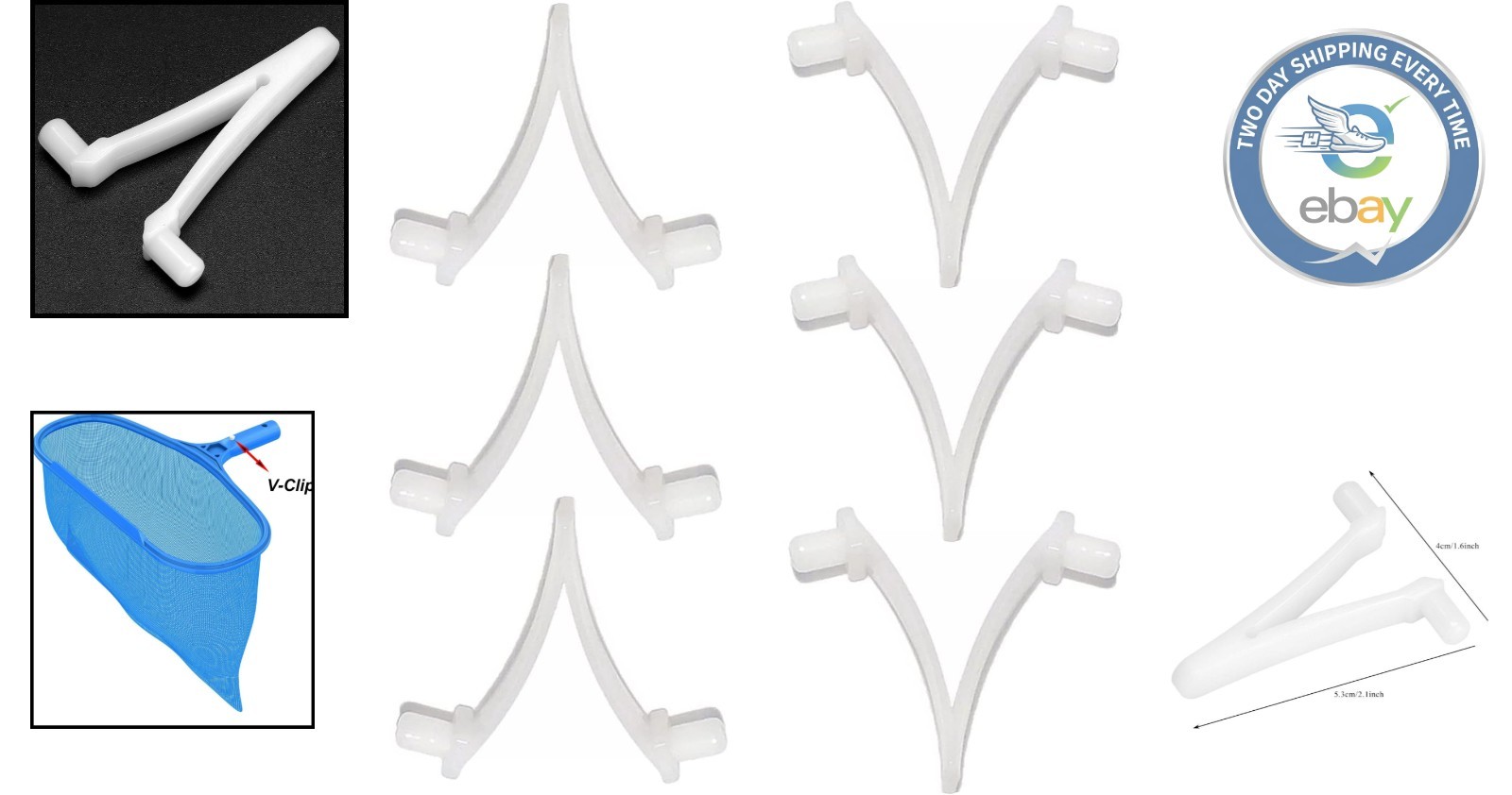Durable V-Clips for Telescopic Pool Poles – Essential 6 Pack for Pool Cleaning