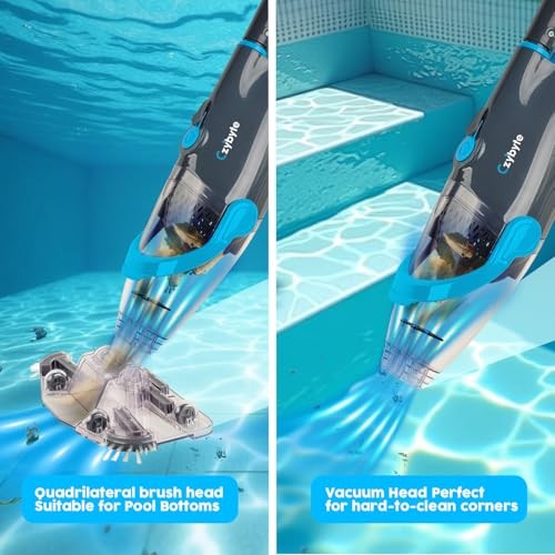 Handheld Pool Vacuum Cleaner, Rechargeable Pool Grey-Extended by 89 inches