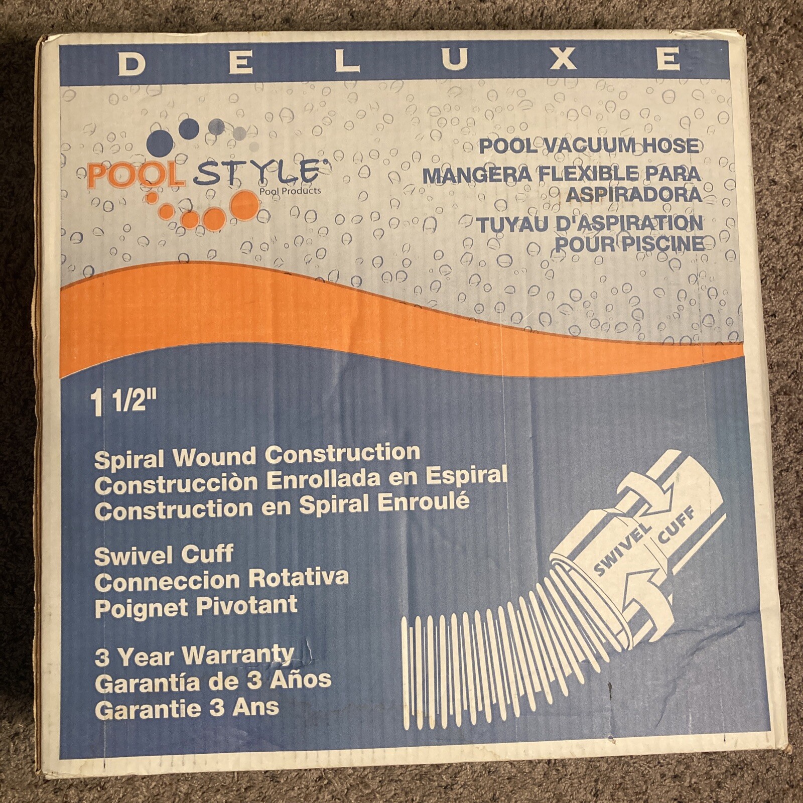 Pool Style Deluxe Series 1.5&Prime;x30&prime; Vacuum Hose w/ Swivel Cuff #PA01094 NEW