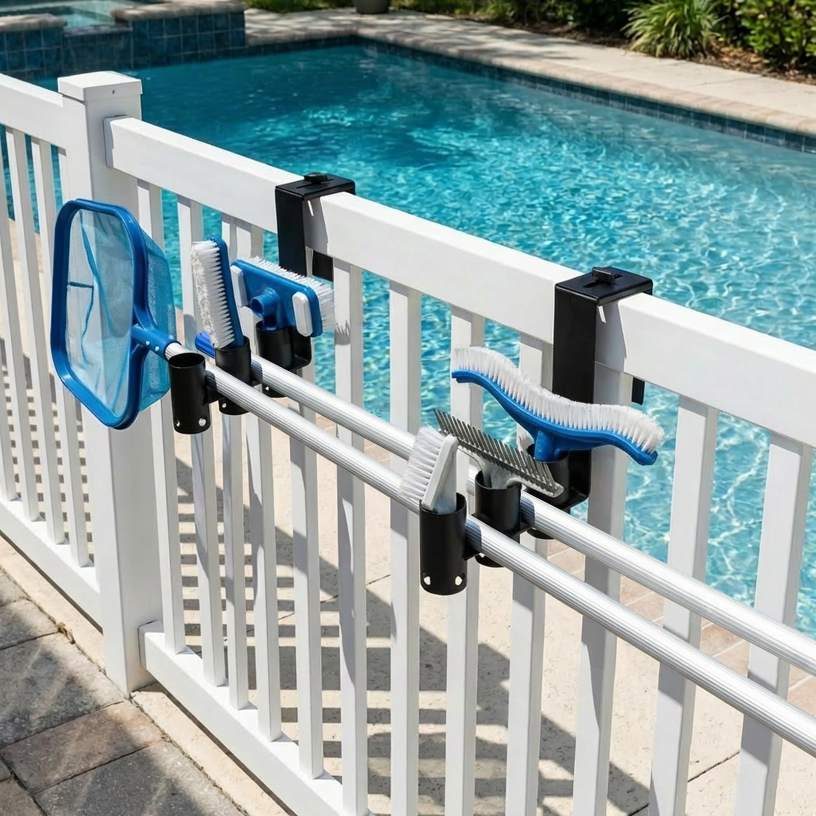 2 Pcs Adjustable Pool Fence Hooks, Metal Pool Fence Hangers Suitable for 1.4-…