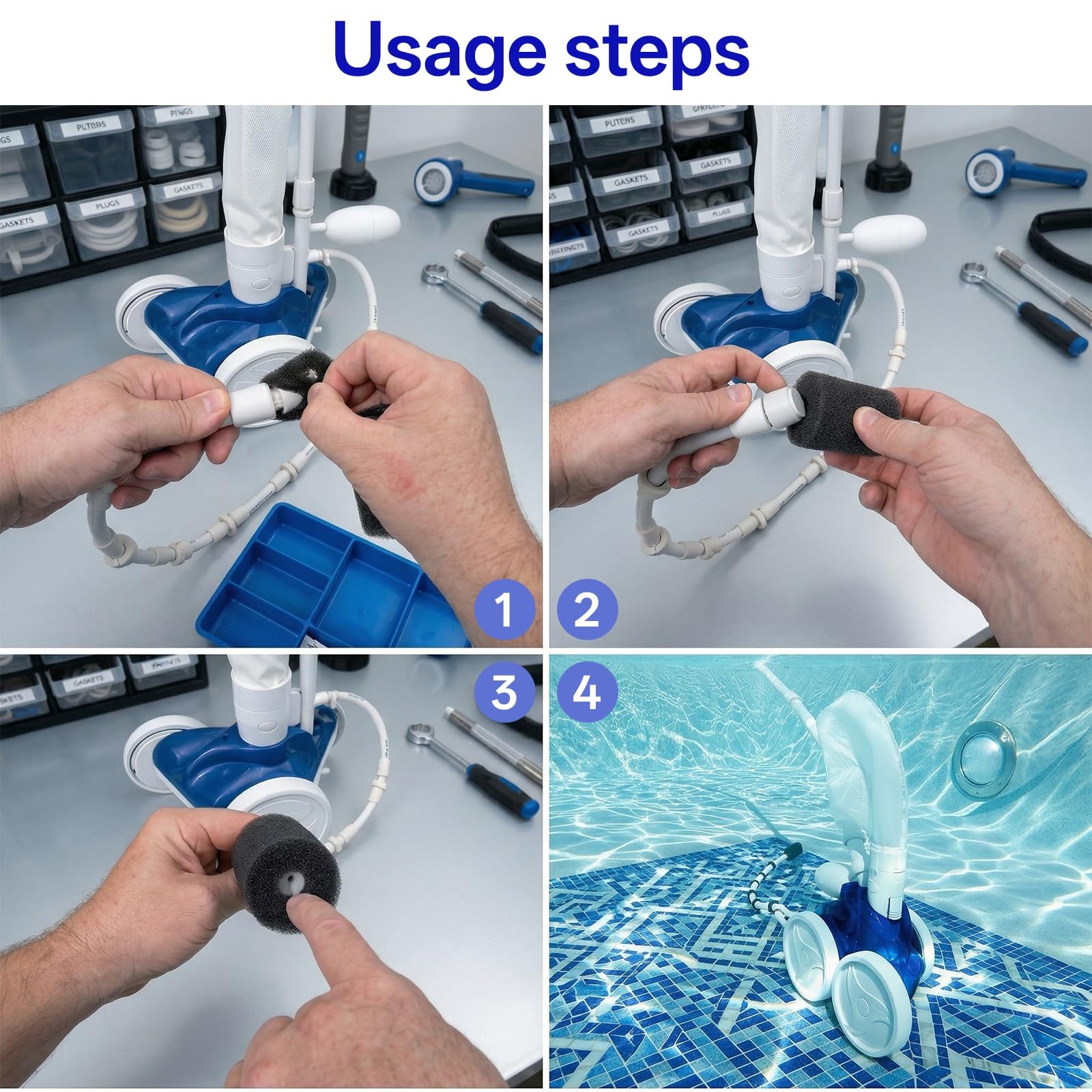 12 Pack Pool Tail Sweep Sponge, High Density Sweep Hose Pool Cleaner Tail Scr…