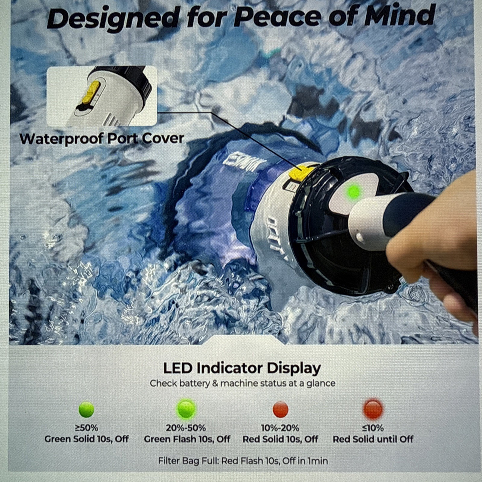 Handheld Pool Vacuum, JESIMAIK Rechargeable Pool Cleaner 18V 18.5 GPM, 60 Min