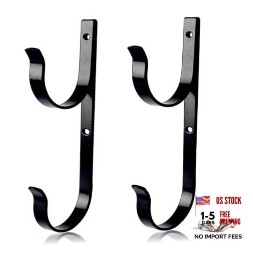 2 Pcs Set Pool Pole Hangers Heavy Duty Aluminium Holder with Screws Black