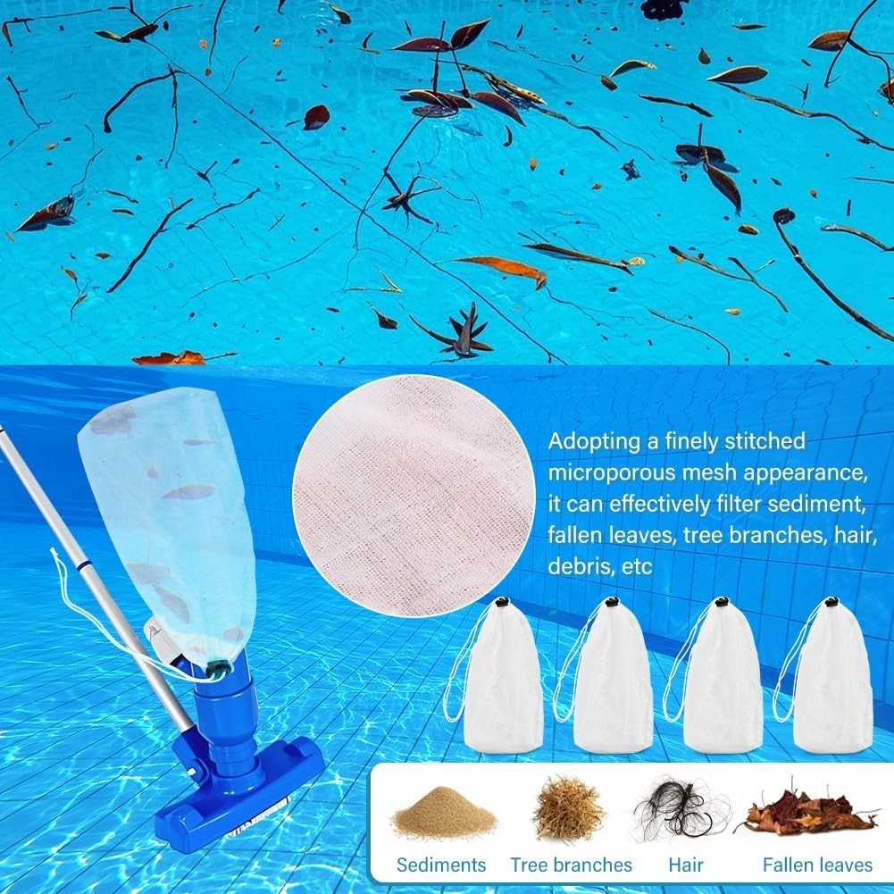 5Pcs Pool Leaf Vacuum Net Bag Fine Mesh with Locking Cord,11.4&Prime; x 5.5&Prime; Fine M…