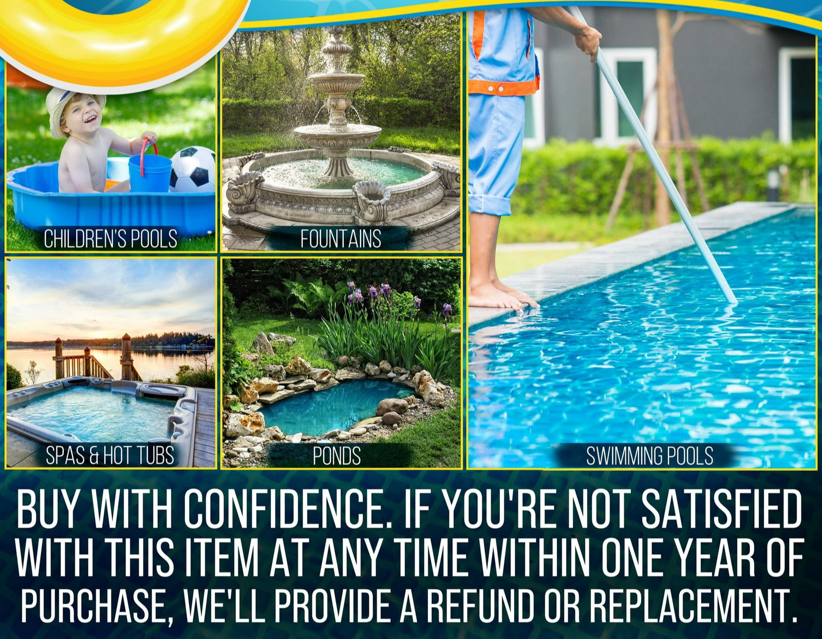 Pool Maintenance Kit Leaf Skimmer Net Brush Telescopic Pole 3 Pc Cleaning Set