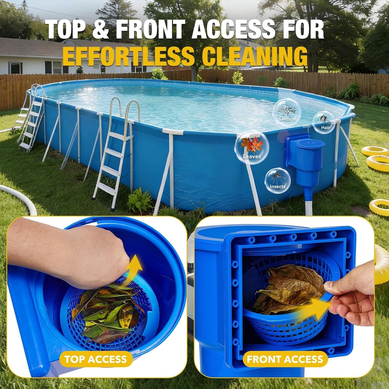 Above Ground Pool Skimmer, Heavy Duty Through-Wall Mount Pool Skimmer Kit with