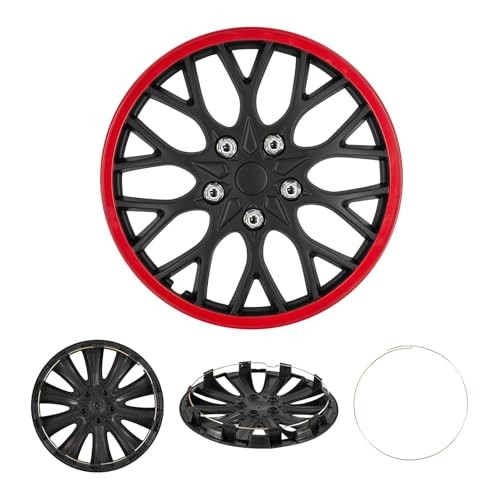 Cobra-Tek CBK-HP069-16-KR Hubcap Wheel Cover 4-Pack – Black/Red – 16&Prime;