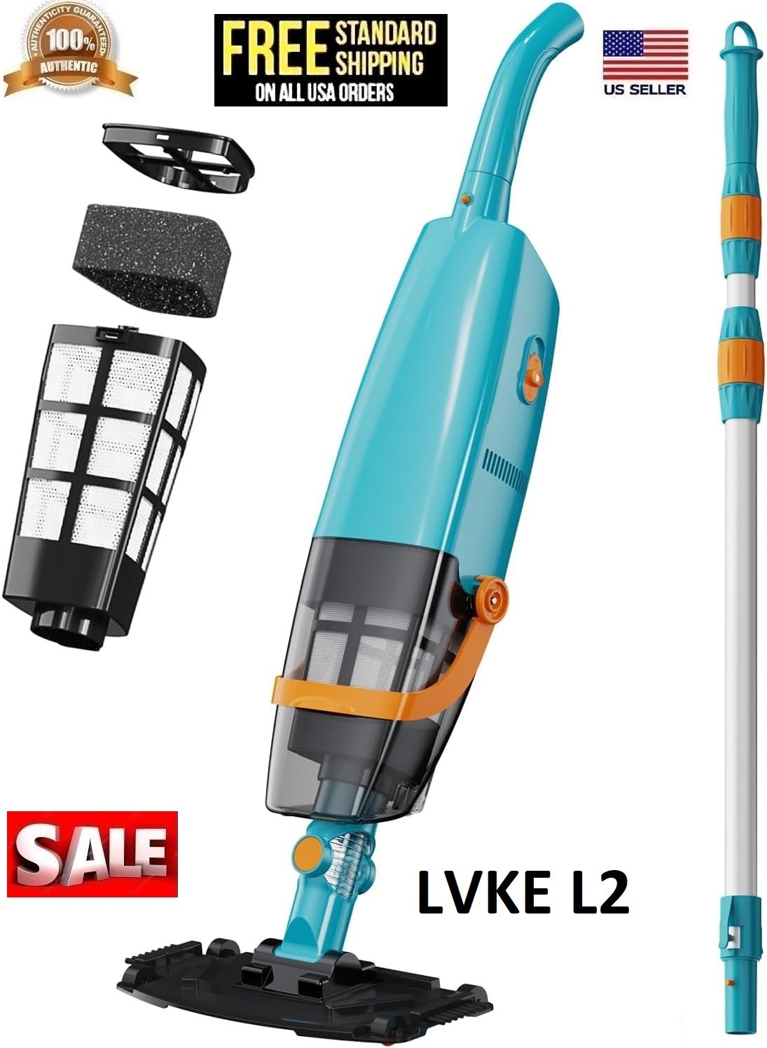 Pool Vacuum Cleaner Cordless Handheld above Ground powerful with Telescopic Pole