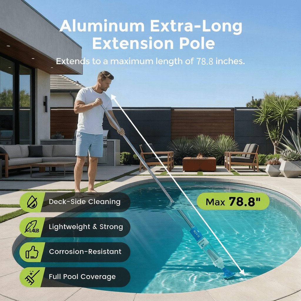 Syvio 2-in-1 Cordless Handheld Pool Vacuum with Telescopic Pole, 60 Min Runtime,