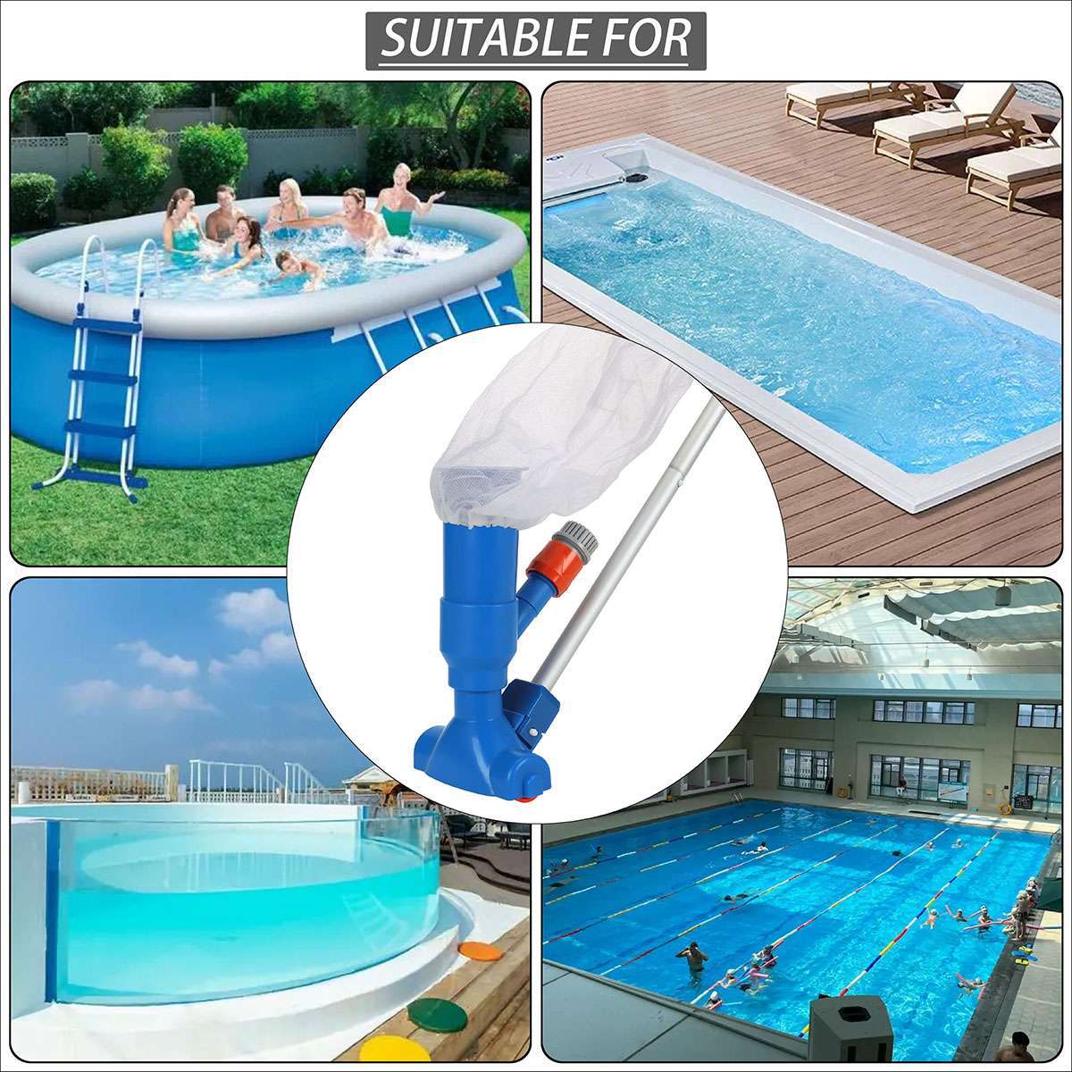 Handheld Vacuum Swimming Pool Jet Cleaner 5Section Pole Ground Spa Pond Fountain