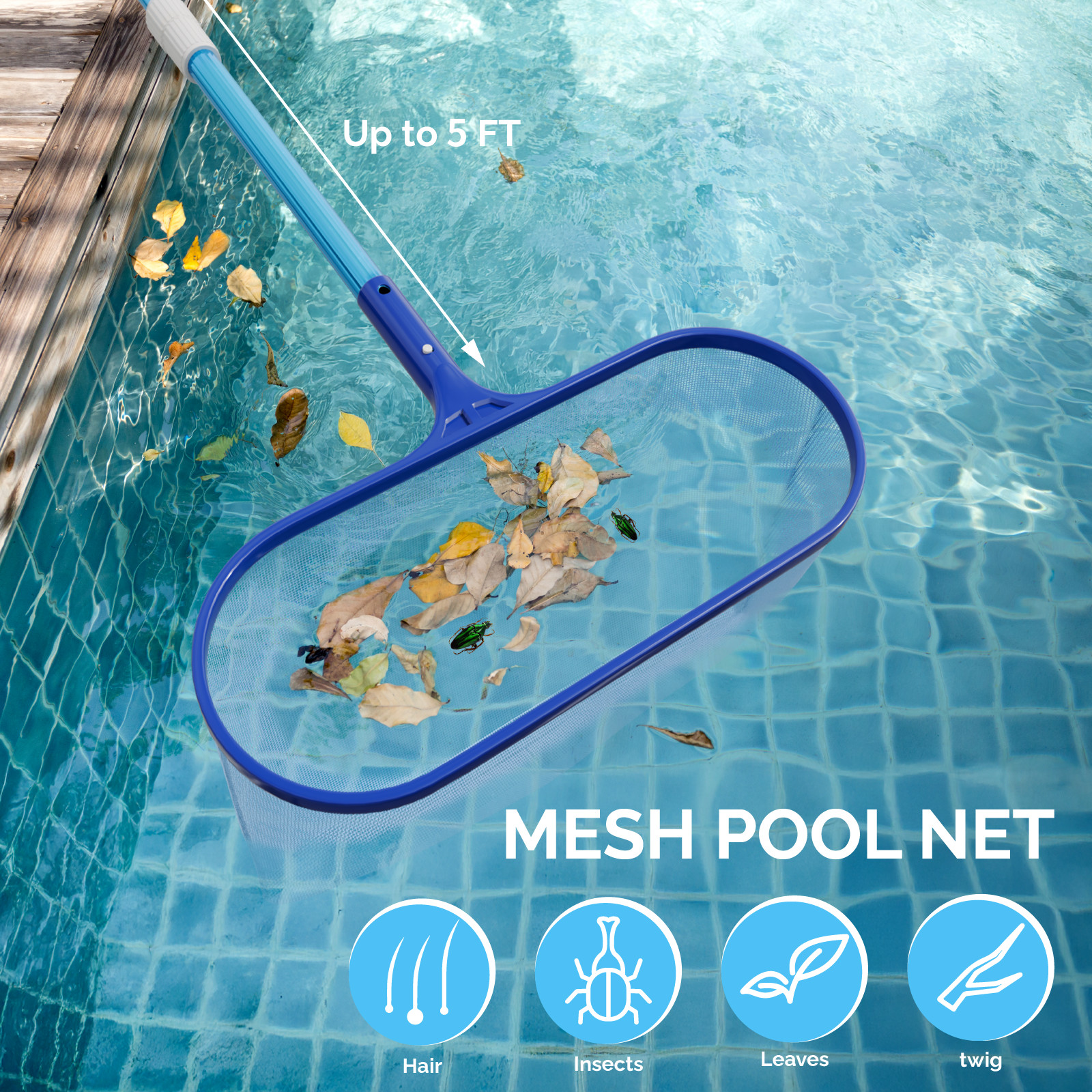Portable 3 PCS Swimming Pool Cleaning Maintenance Set with Net, Brush