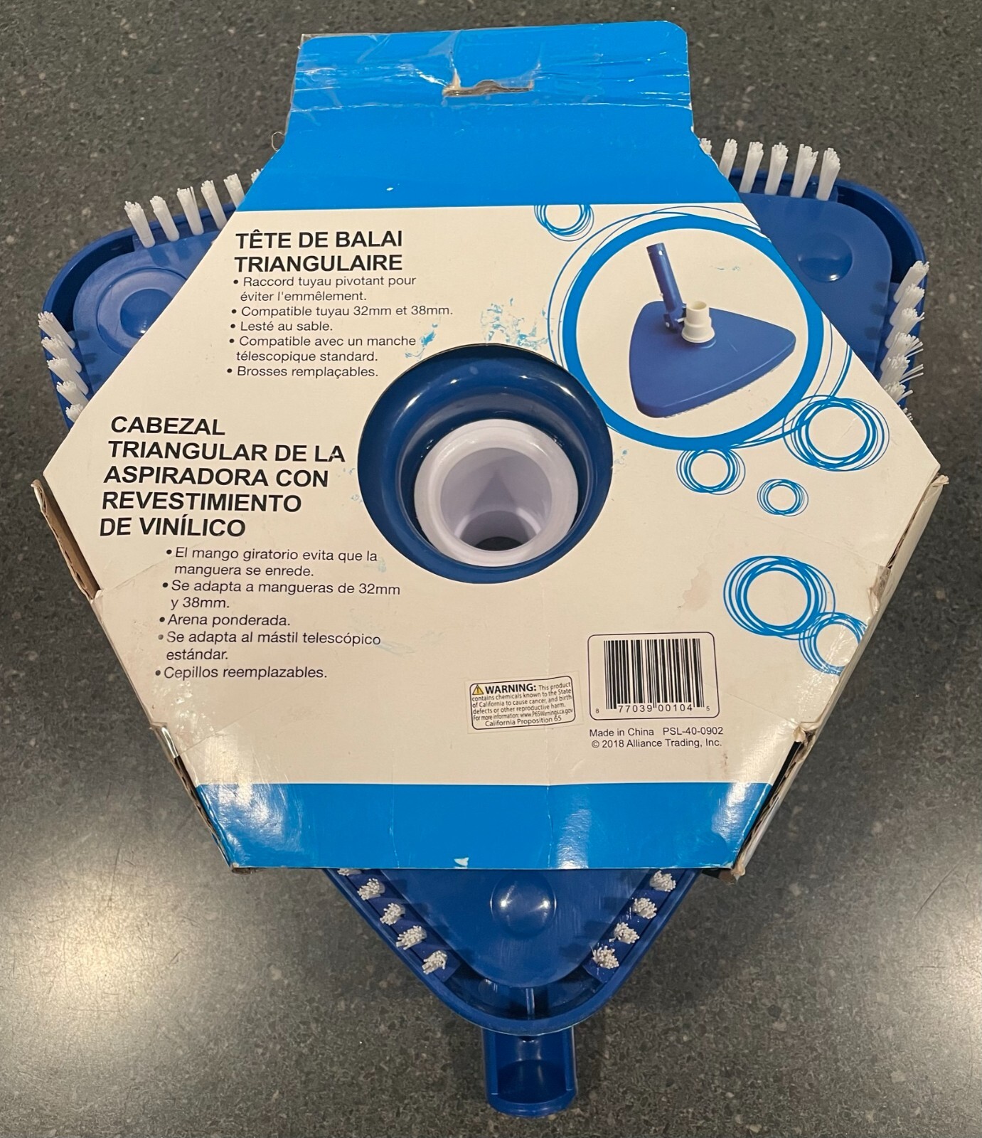 Pool Style Deluxe Triangular Vinyl Liner Swivel Vacuum Head Brush #PSL-40-0902