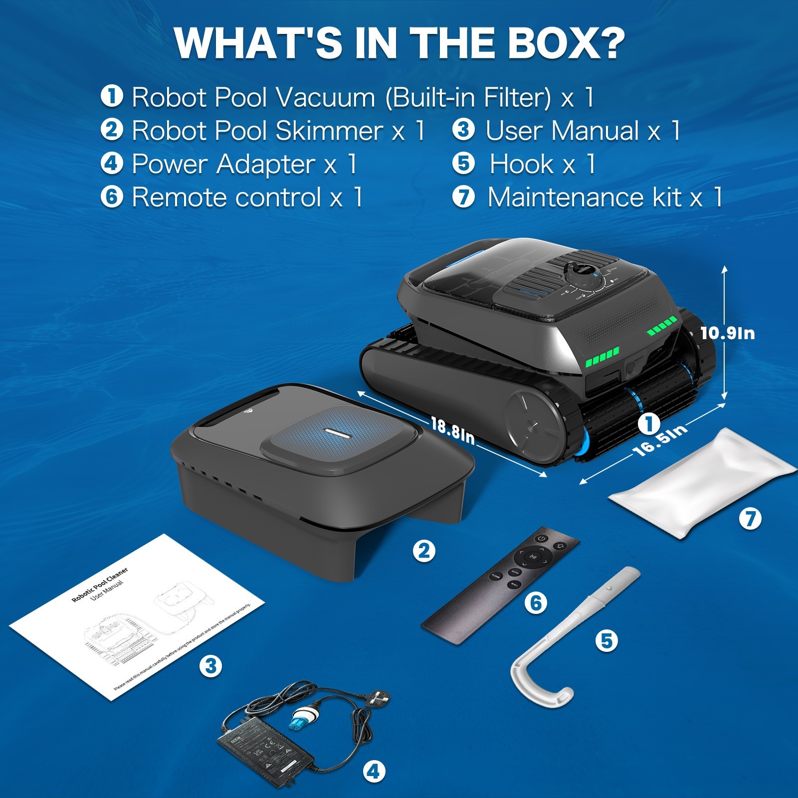 AIRROBO CP400 Cordless Robot Pool Cleaner & Robotic Pool Skimmer Inground APP