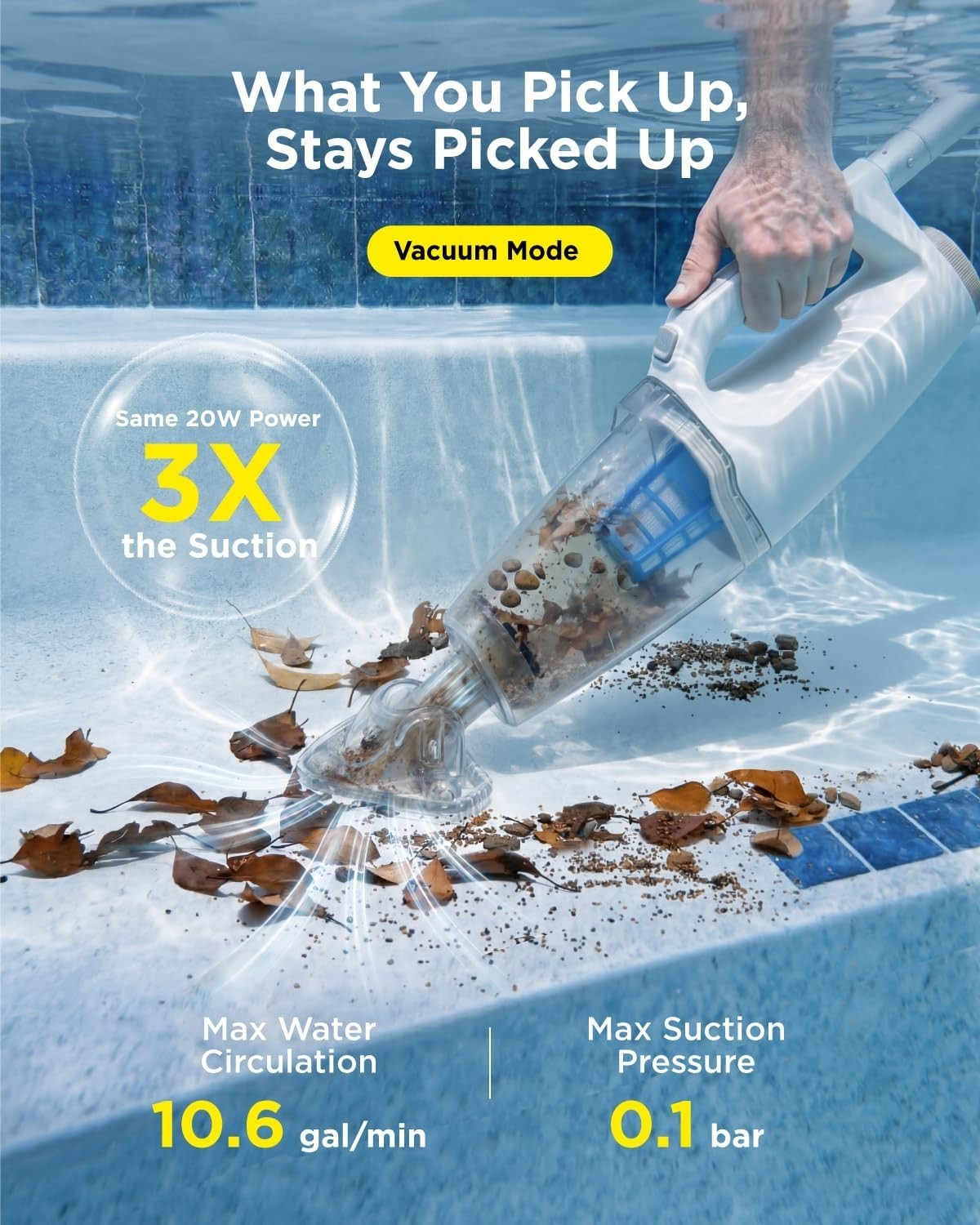 High-Suction Handheld Pool Vacuum & Spa Cleaner – Replaceable Battery Included