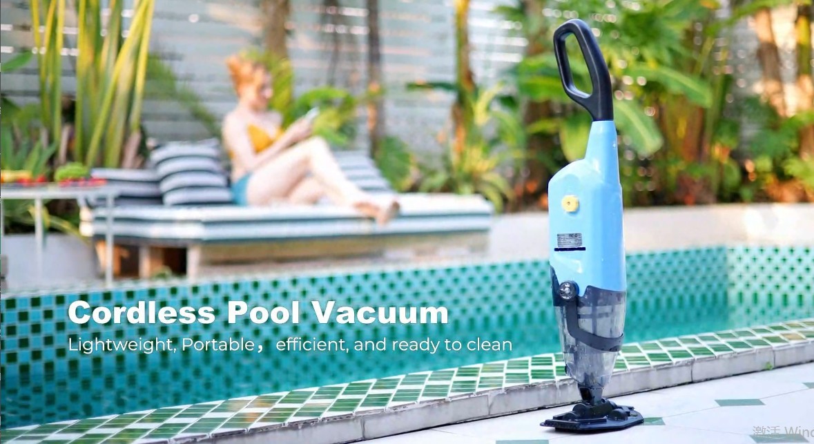 Cordless Handheld Pool Vacuum 18 GPM 60 Min Runtime 120um Filter 4 Section Pole