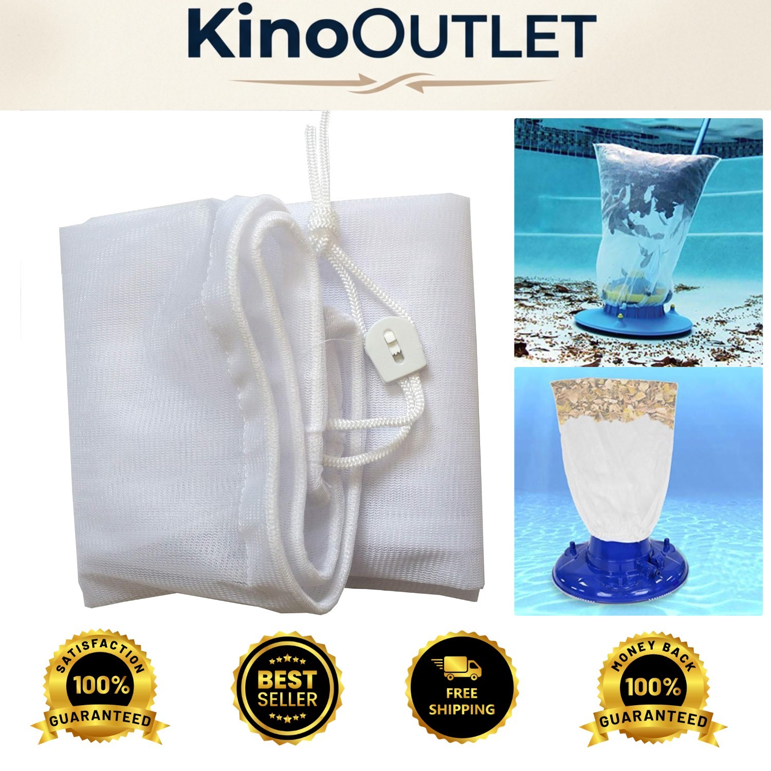 16&Prime; x 24&Prime; Fine Mesh Leaf Bag with Pull-N-Lock Cord for Effortless Pool Cleaning