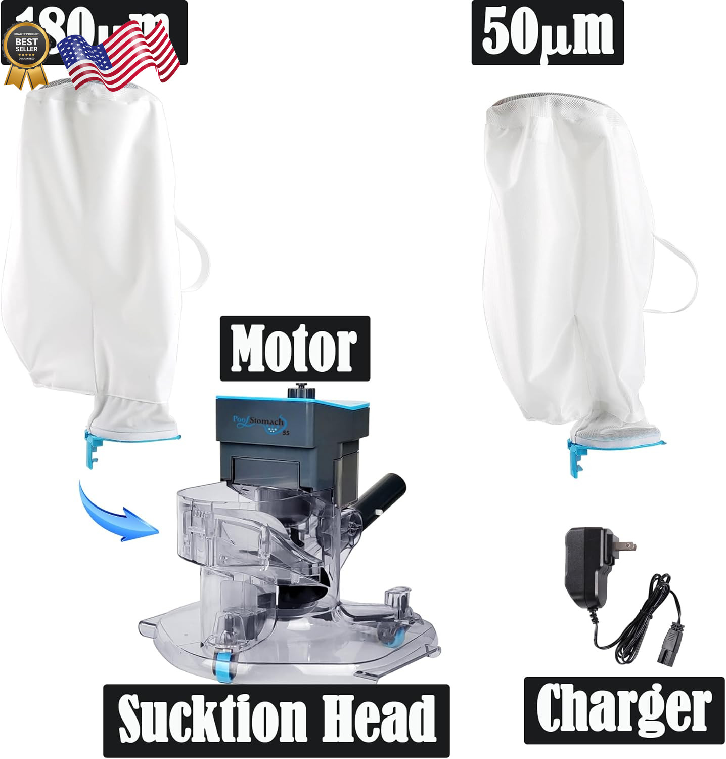 55 High-Power Cordless Pool Vacuum Cleaner for Inground & Above Ground Pools