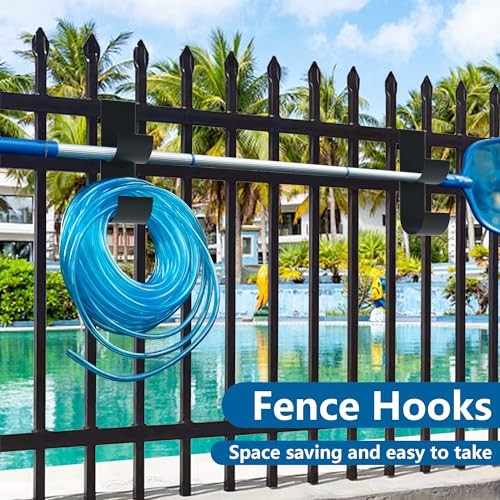 codree Pcs Pool Fence Hooks for Pool Equipment, Black Heavy Duty 4 Black-4