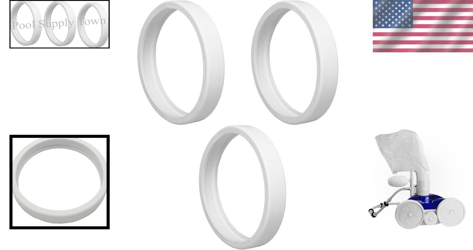 Pool Cleaner Replacement Tire All Purpose C10 3 Pack for Polaris Pool Cleaners