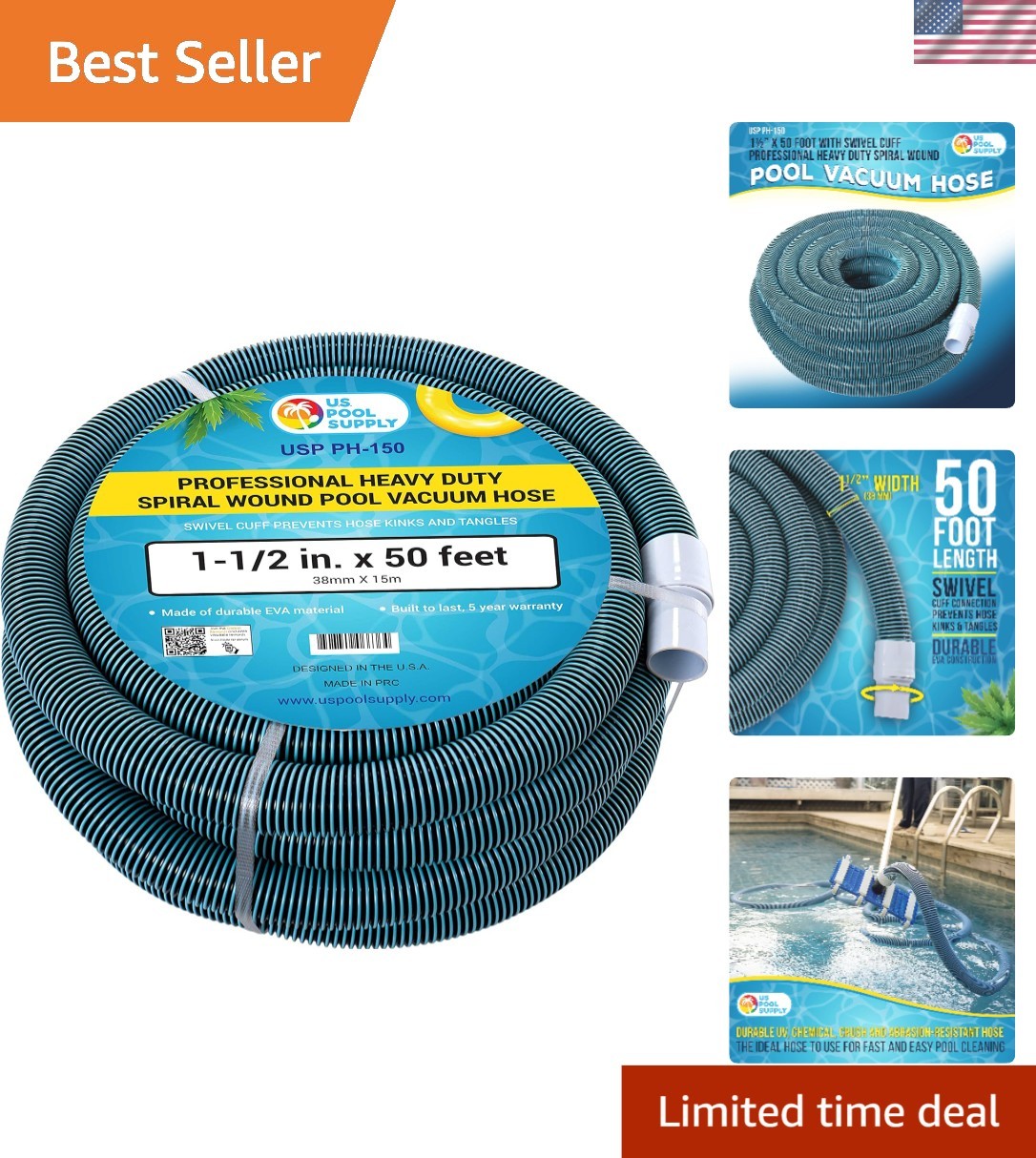 Effortless 50 Foot Pool Vacuum Hose – Heavy Duty with Kink-Free Functionality