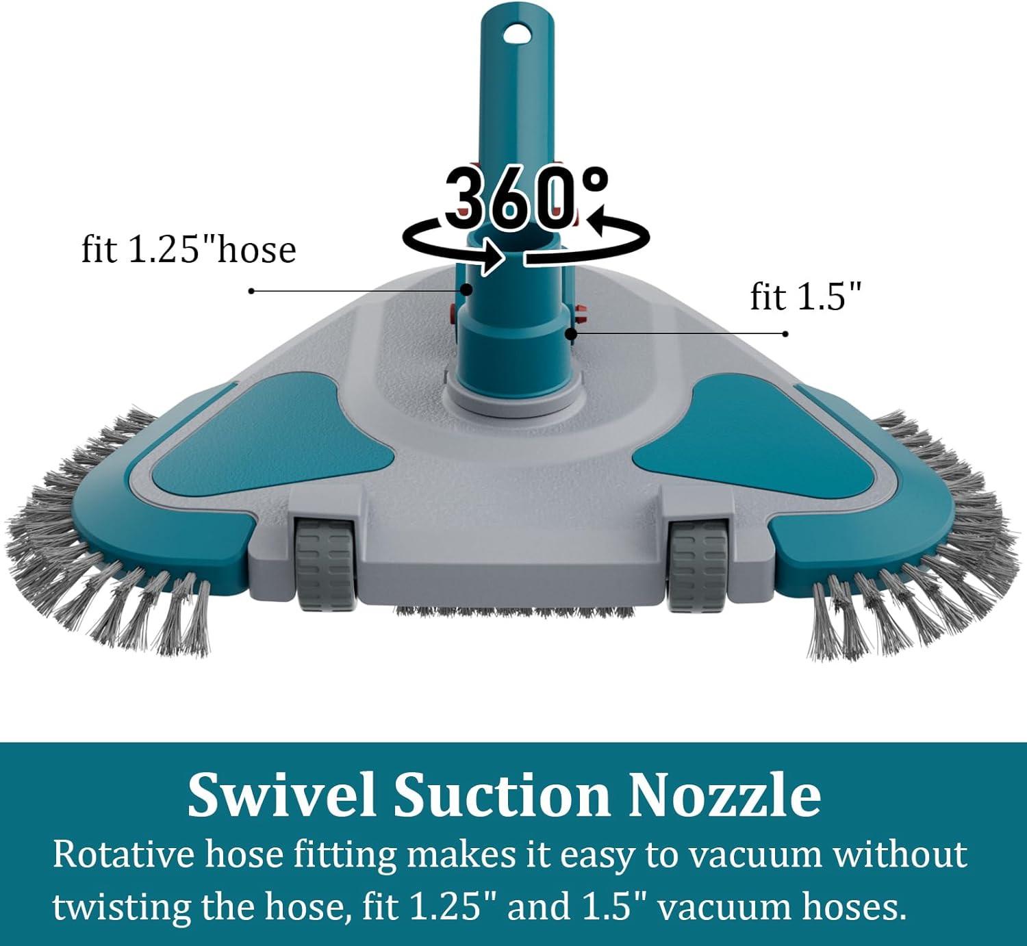 Upgrade Pro Weighted Triangular Pool Rotative Vacuum Head with Brush & EZ Clip H