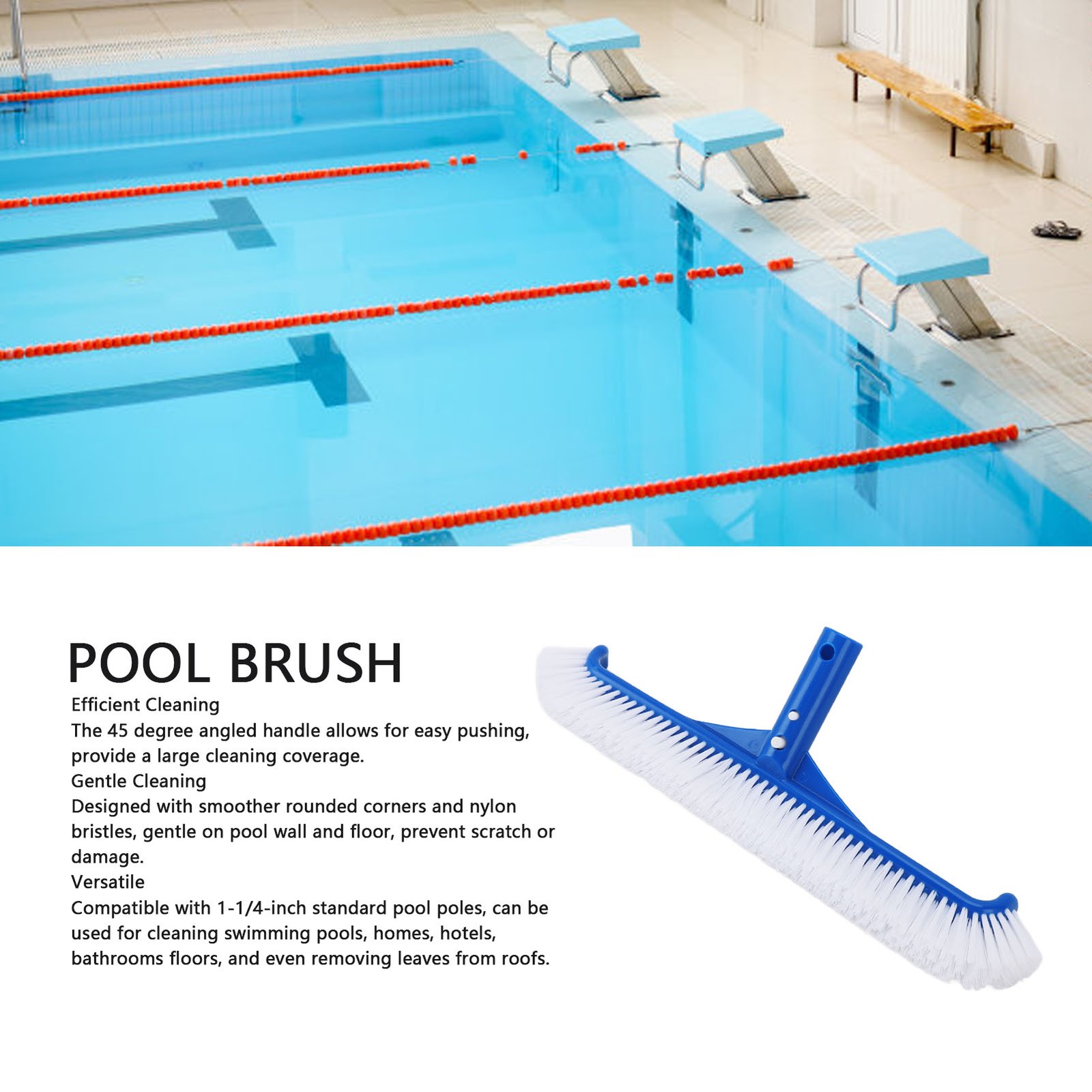 Pool Brush Head Efficient Cleaning Tool For Swimming Pools Nylon Easy To Use