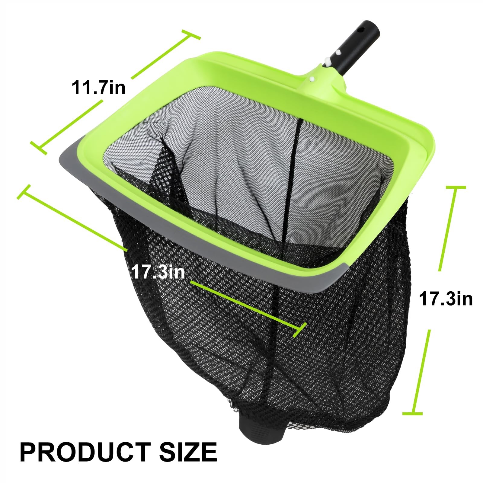 HeavyDuty Swimming Pool Leaf Skimmer Net with Rubber Lip & Deep Rake