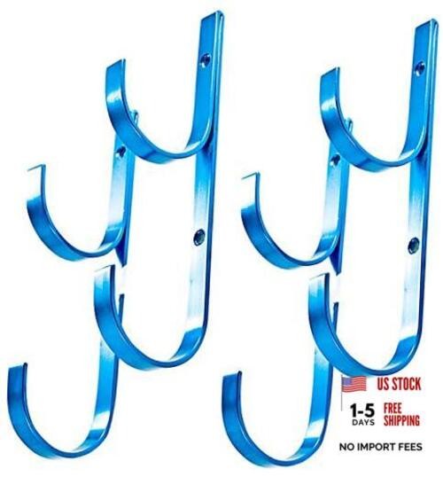 Swimming Pool Aluminum Pole Hanger Set, Blue, 2-Pack (4 Hooks), for 2PK-Blue