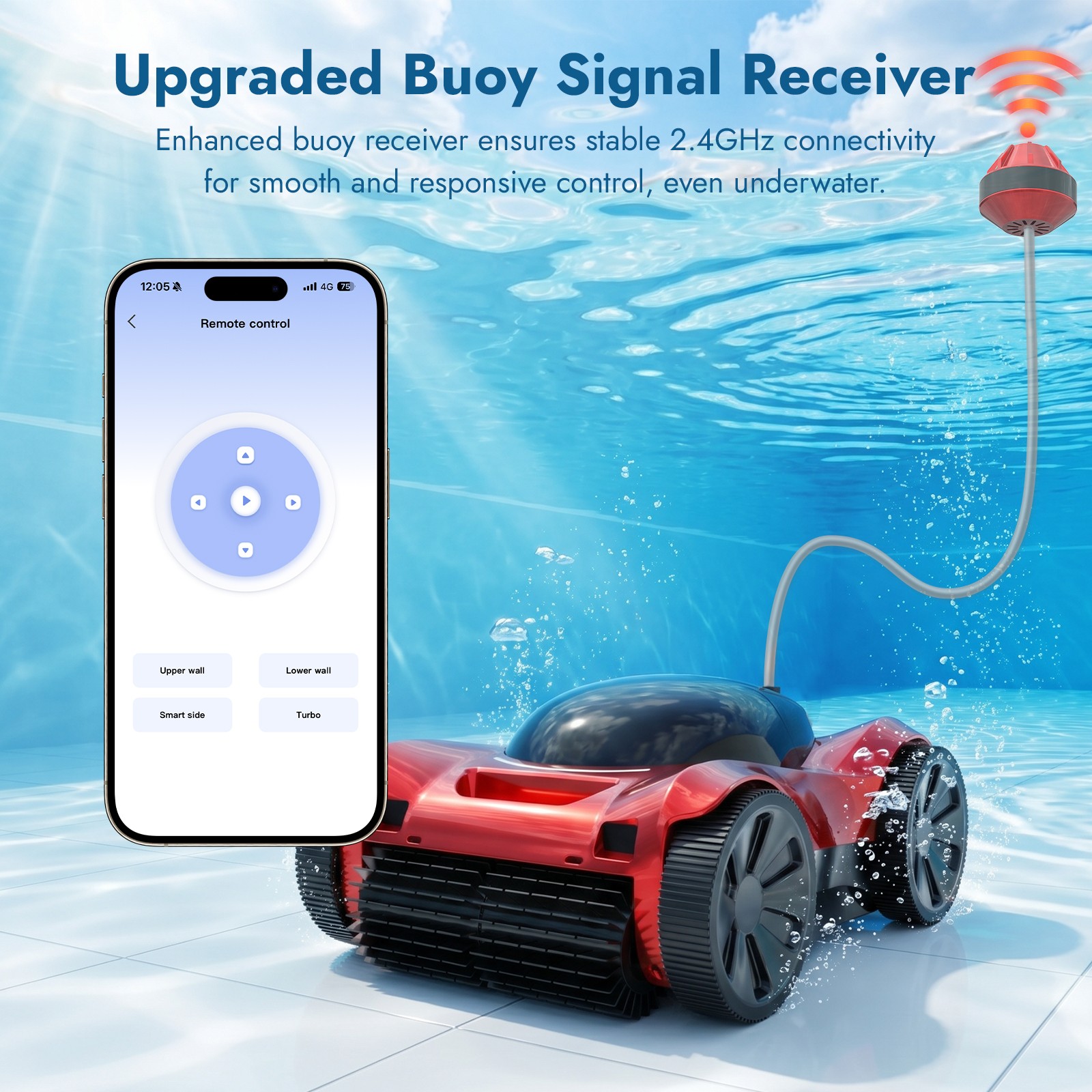 Smart Auto Pool Vacuum Cleaner Robot Robotic Pool Cleaner 10400mAh WiFi Operated