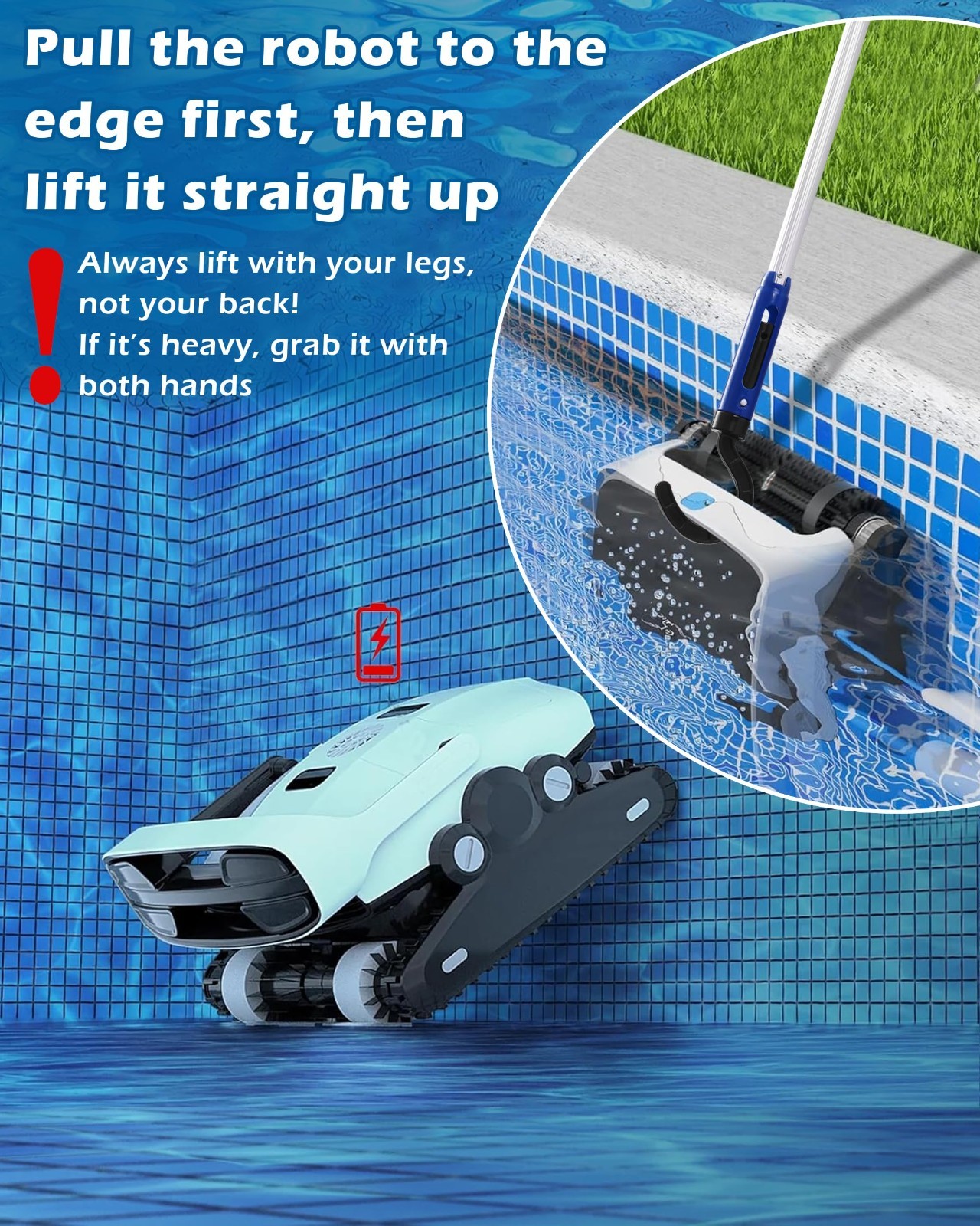 Adjustable Pool Robot Retrieval Hook – 63.8&Prime; Heavy-Duty Aluminum Pole, Detachabl