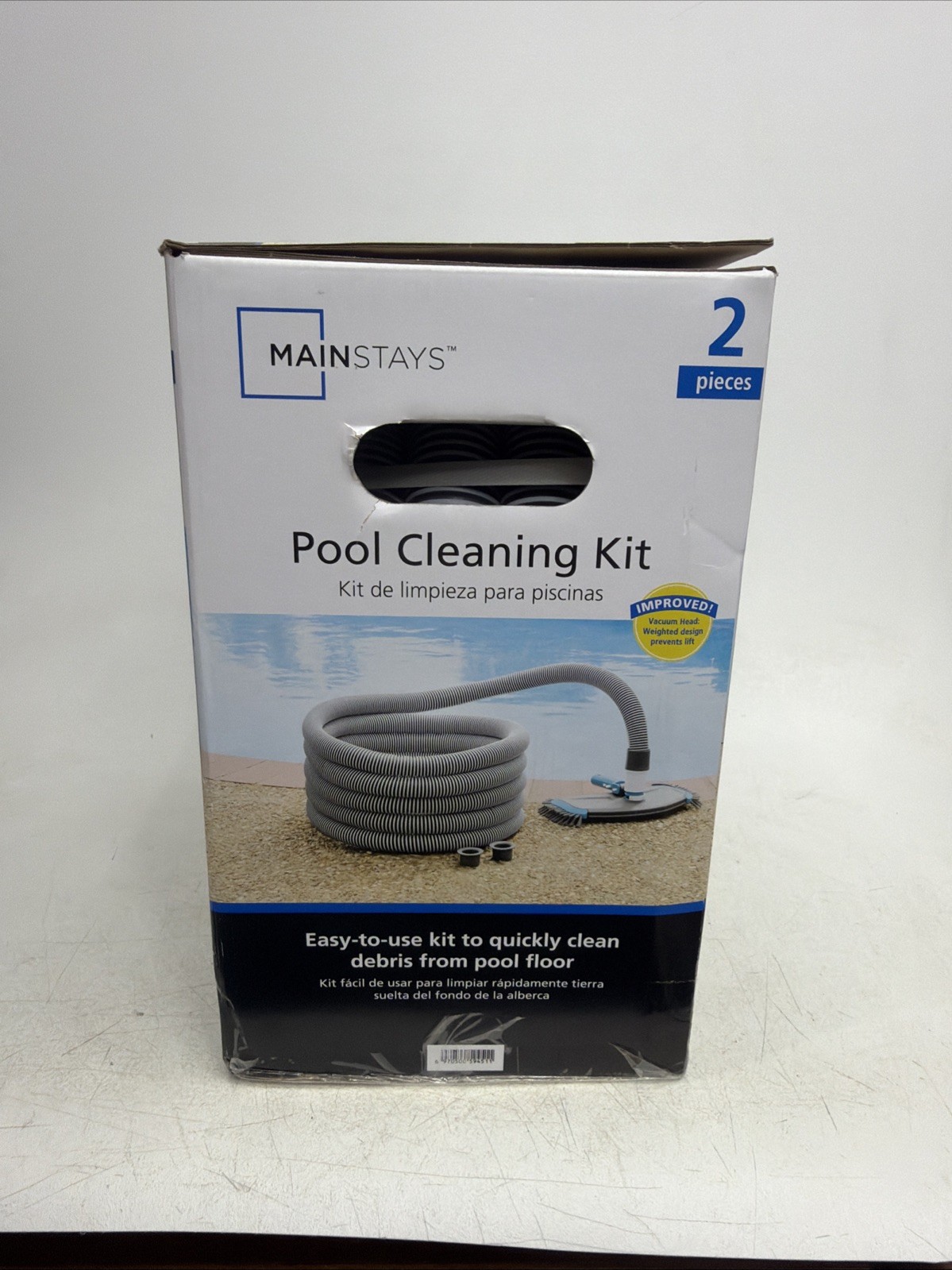 Mainstays Pool Vacuum Kit 2-Piece 25ft UV-Resistant Hose+Swivel Head 1.25&Prime;/1.5&Prime;