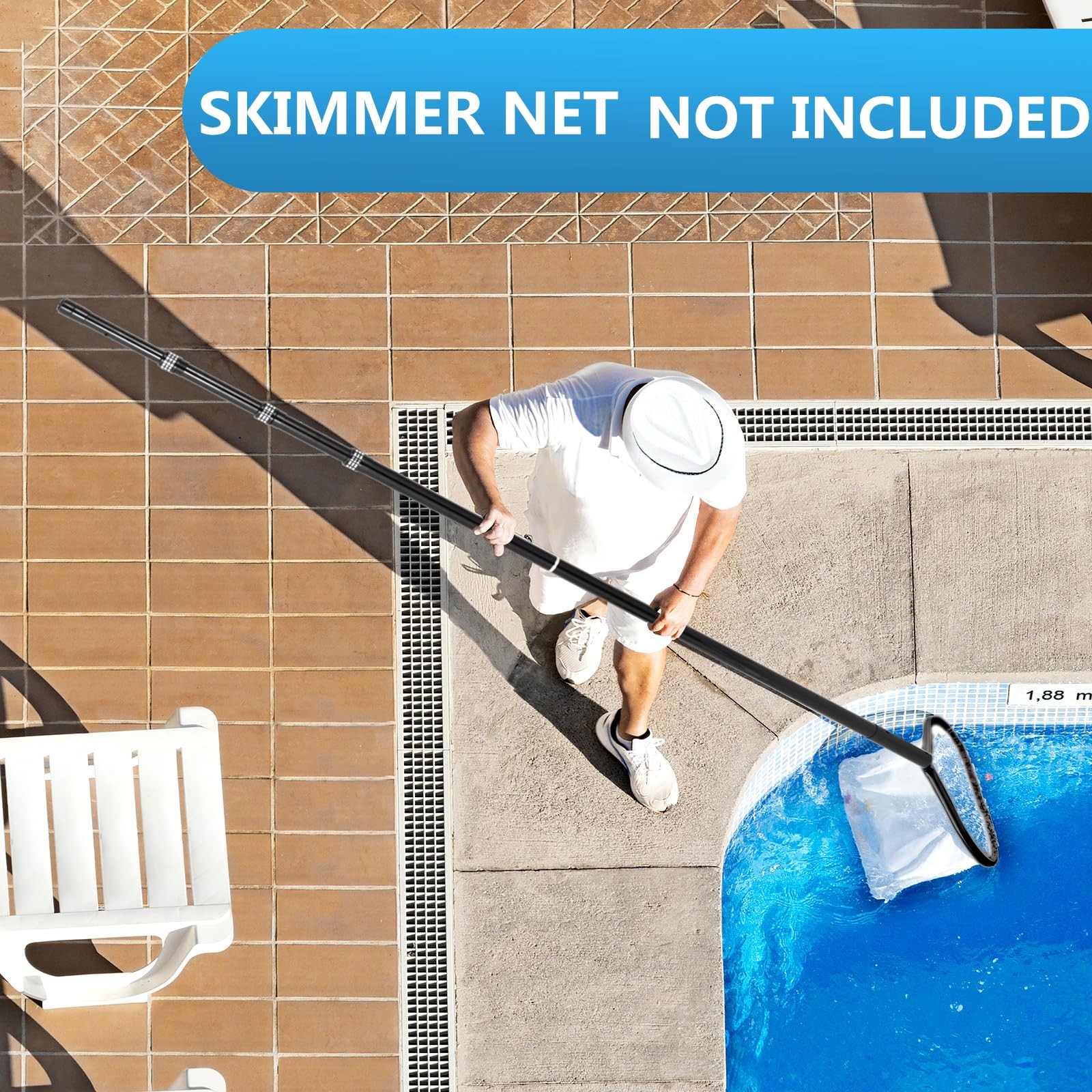 Bwrfoih Swimming Pool Pole Carbon Fiberpool Skimmer Pole Telescopic