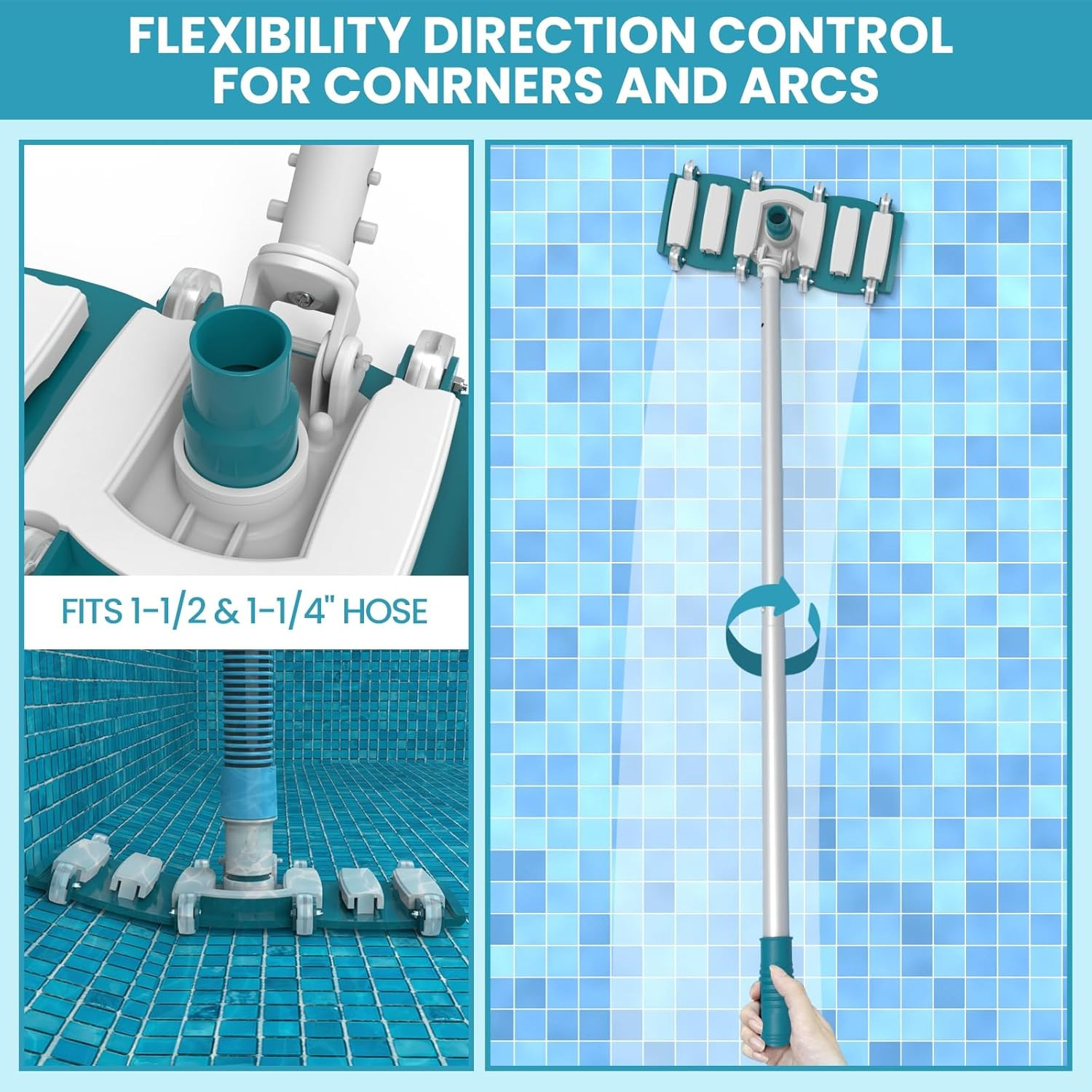 40ft Premium Pool Vacuum Hose & Weighted Head for Above/Inground Pools