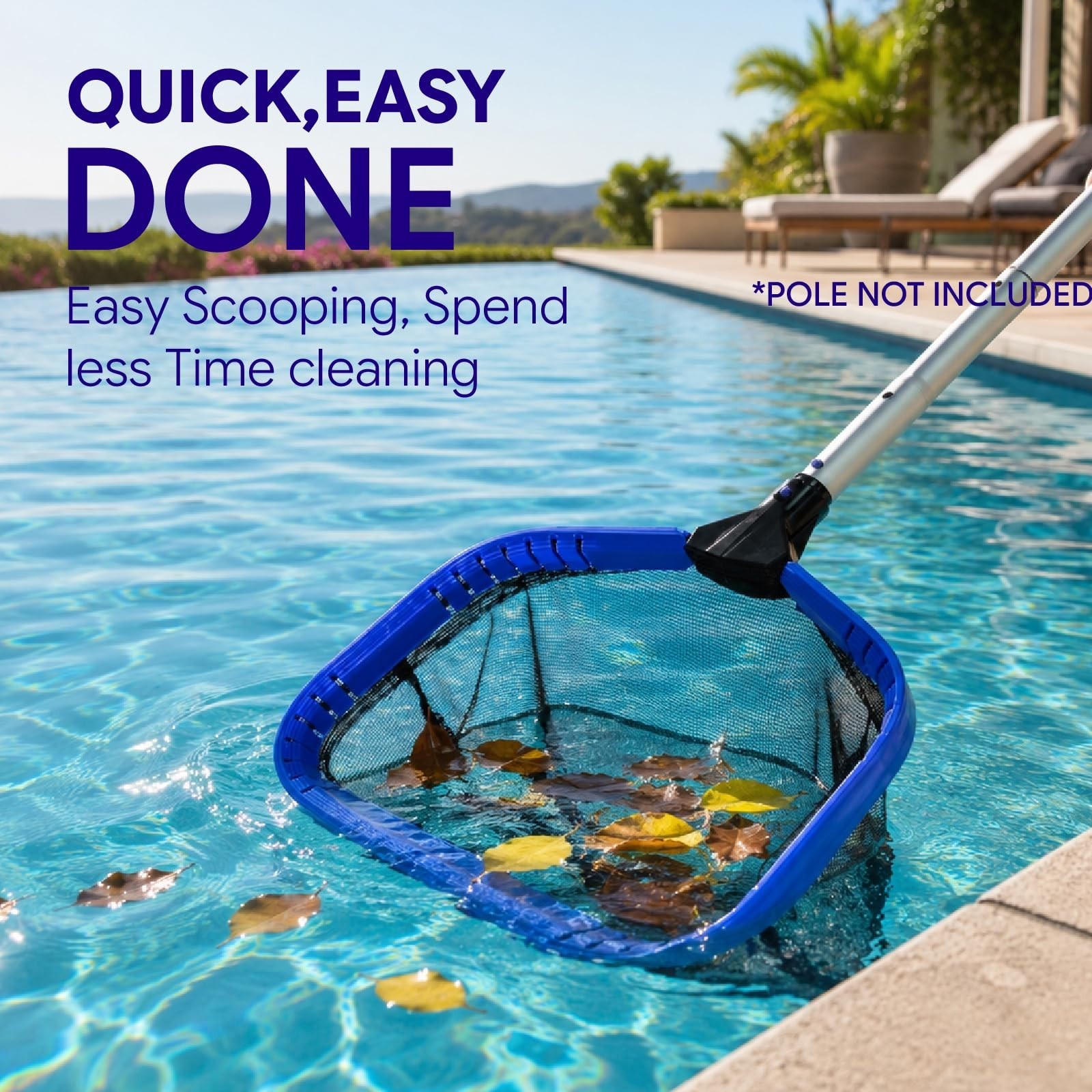 All-in-One Pool Cleaning Kit – Heavy Duty Leaf Skimmer, Brush & Adjustable Pole