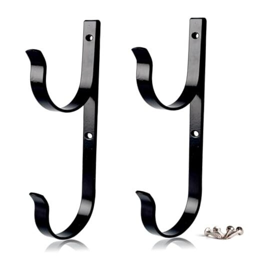 2 Pcs Set Pool Pole Hangers Heavy Duty Aluminium Holder with Screws Black