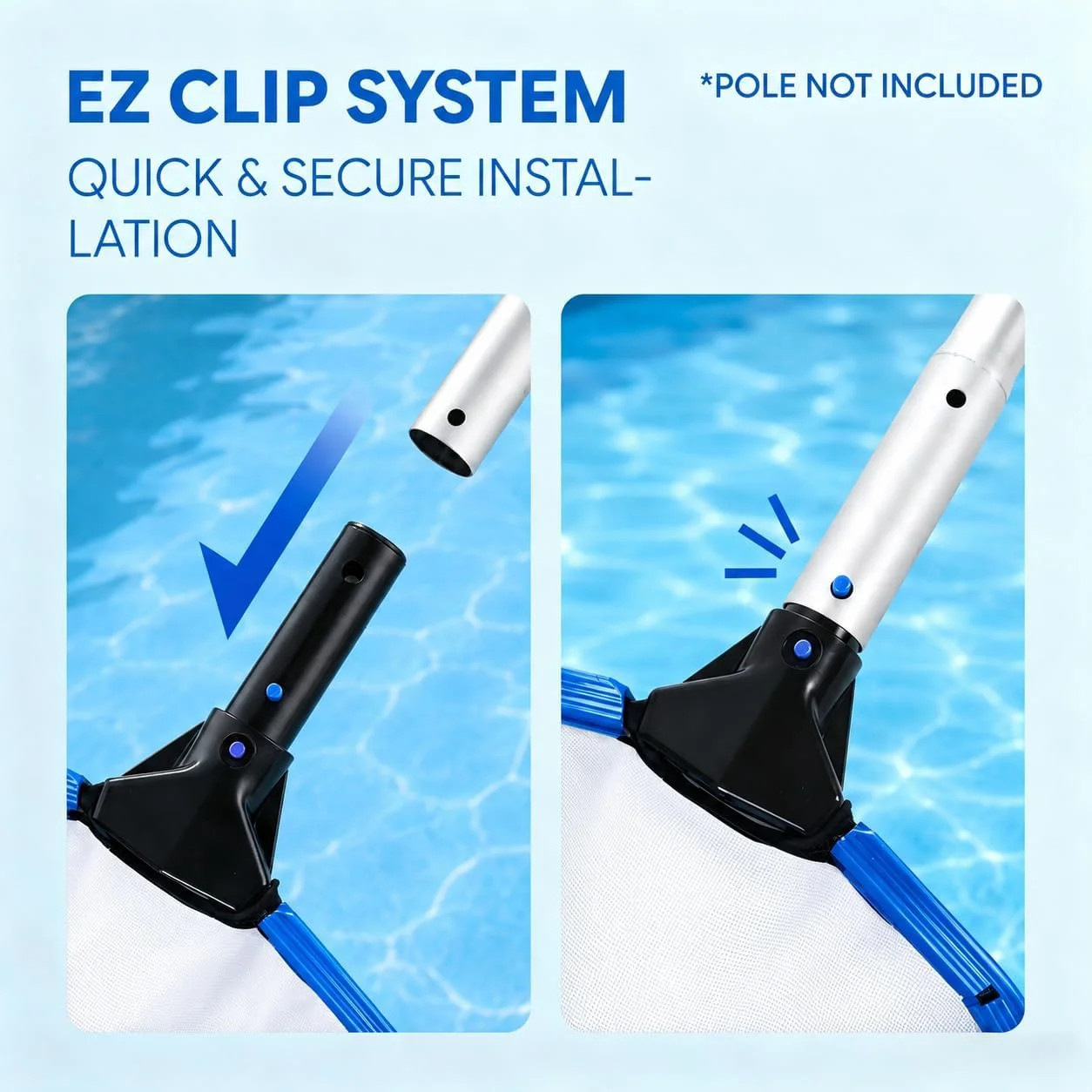 Heavy Duty Deep Bag Pool Skimmer Net, Professional Leaf Rake with Fine Nylon Mes