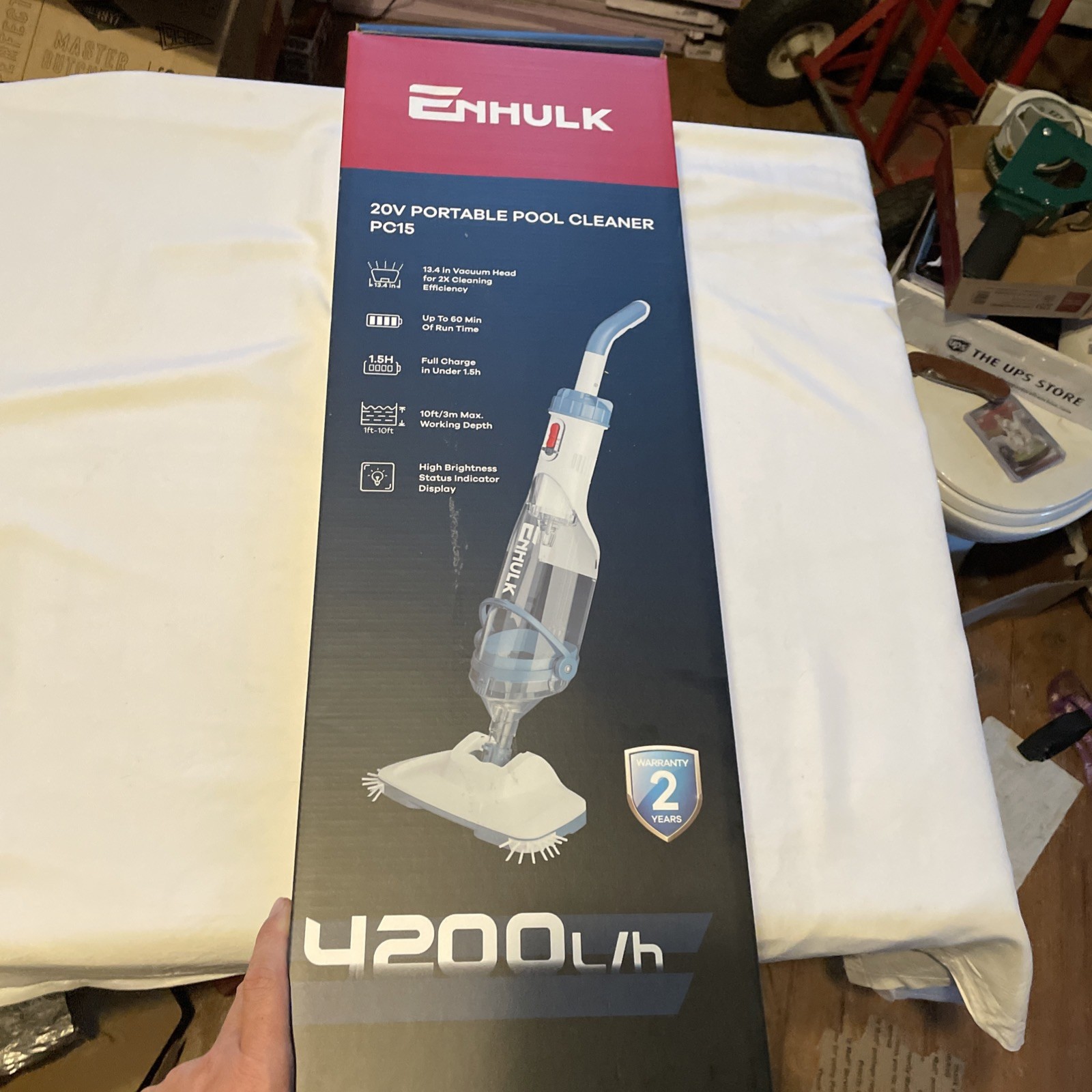 PC15 Cordless Pool Vacuum: 13.4&Prime; Head & 87.5&Prime; Telescopic for Fast Cleaning