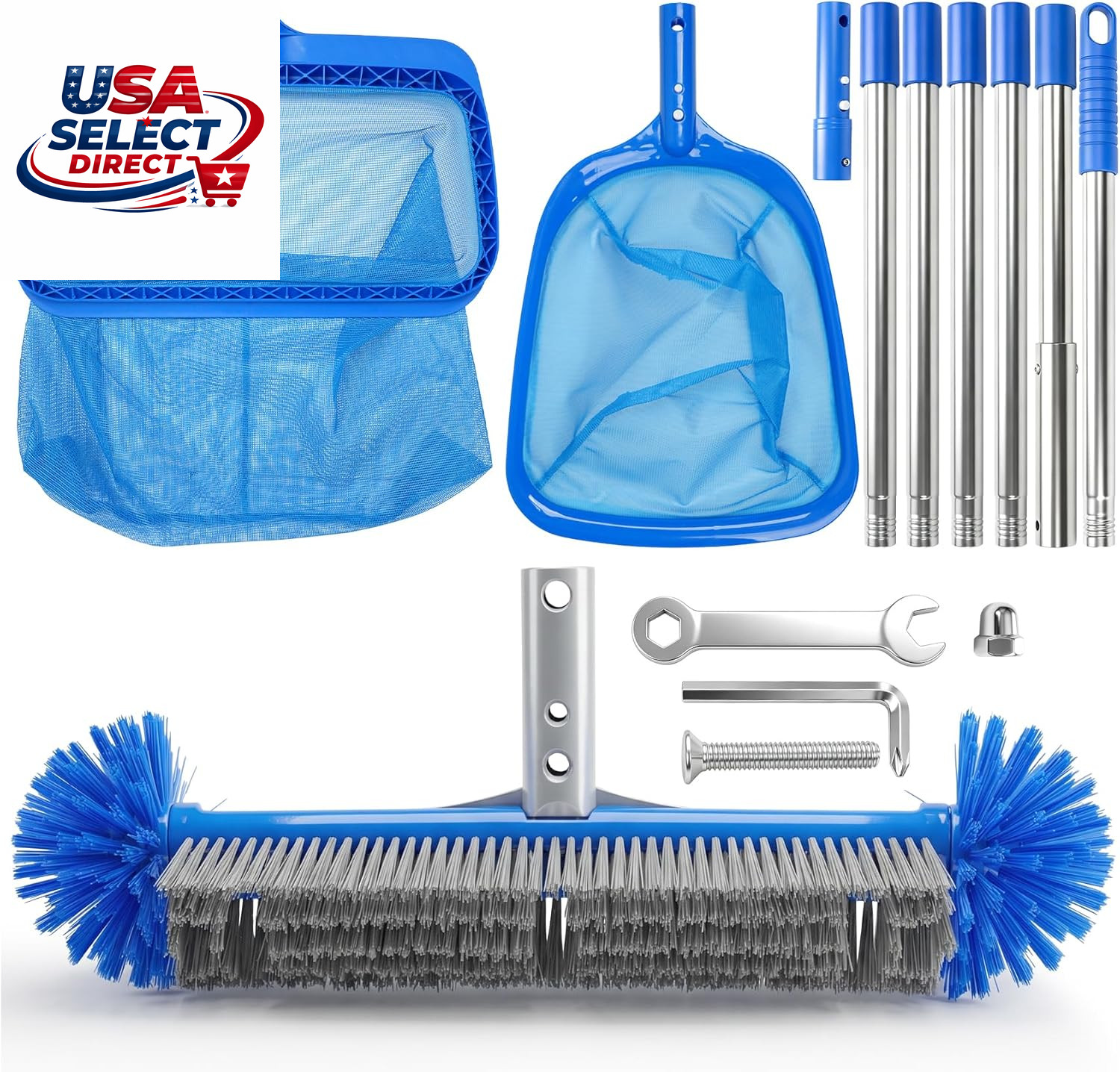 Pool Cleaning Kit with Telescopic Pole & Dual Skimmers – Premium Accessories