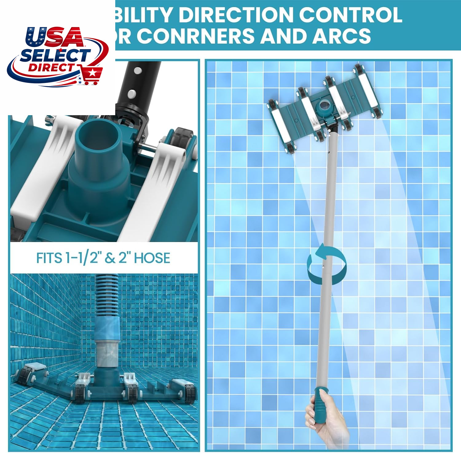 Deluxe Swimming Pool Cleaning Kit with Net, Vacuum Head & Brush