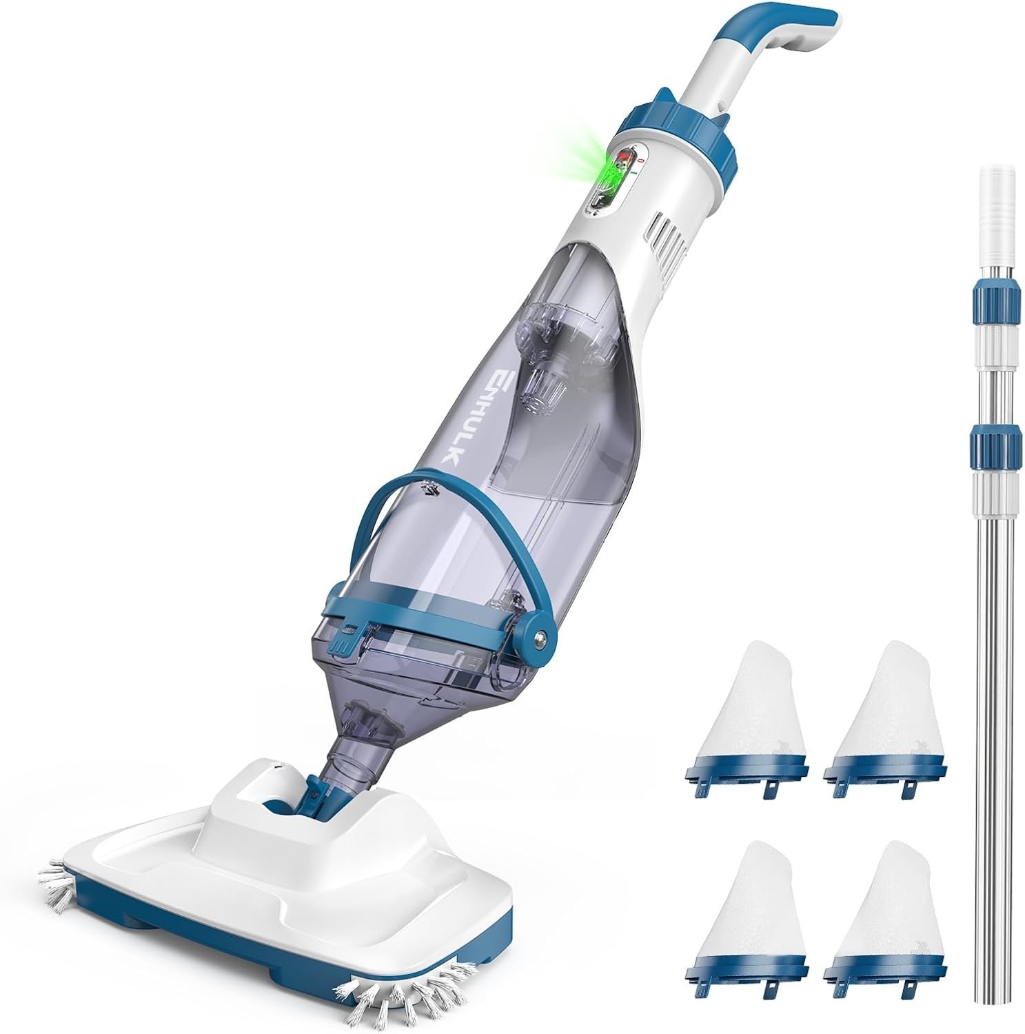 Cordless Pool Vacuum for Above Ground Inground Pools 13.4&Prime; Wide Head Blue