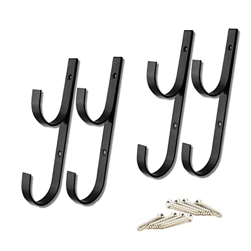 Swimming Pool Aluminum Pole Hanger Set, Black, 2-Pack (4 Hooks), for 2PK-Black