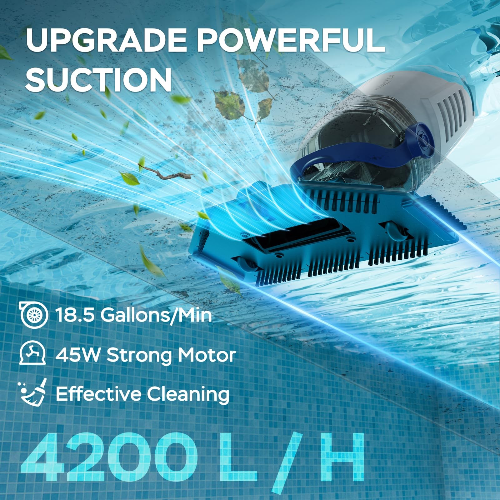 Pool Vacuum for Above Ground Pool with 72.85&Prime; Pole, Upgraded 18.5 GPM Powerfu…