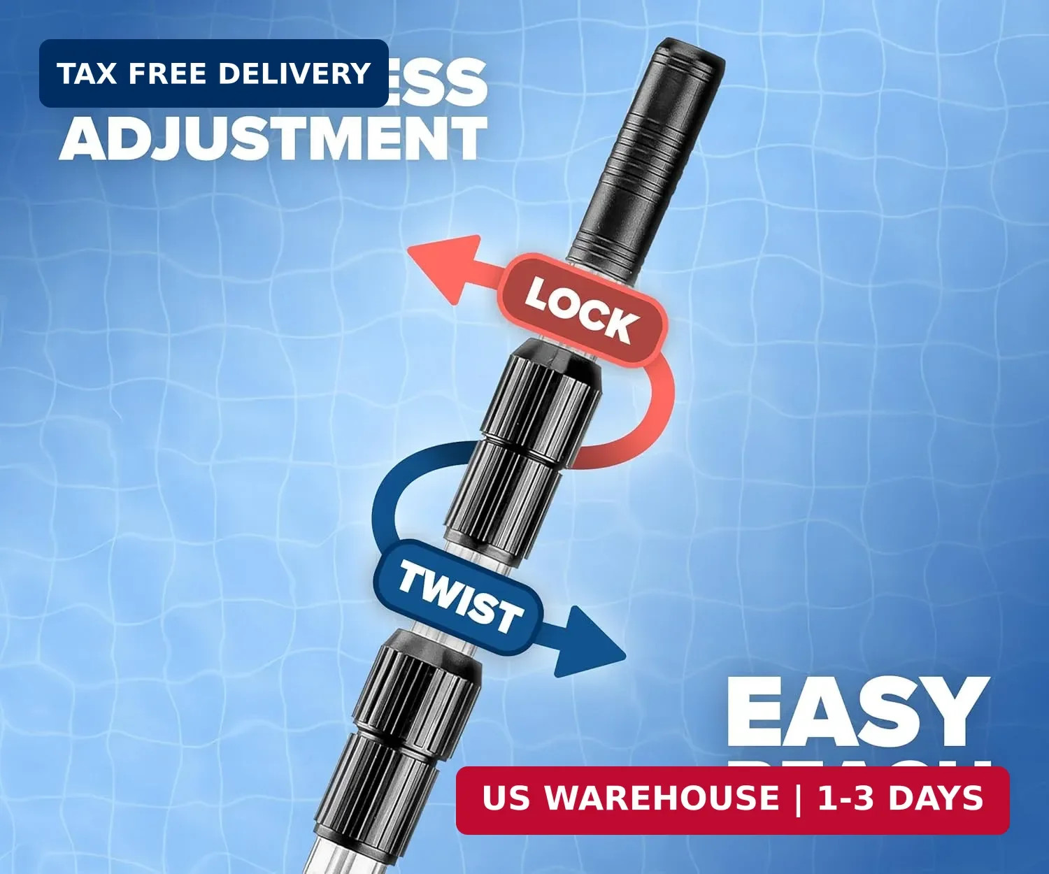 Swimming Pool Pole – 13 Feet Aluminum Telescopic Pool Pole for Cleaning // Teles
