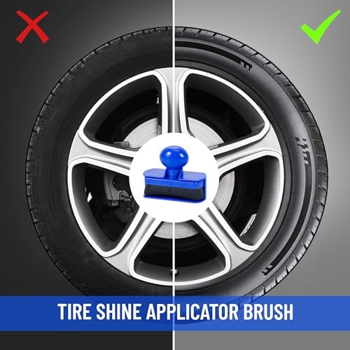 Car Tire Shine Applicator,Vegan Tire Shine Applicator with Curved Black & Blue