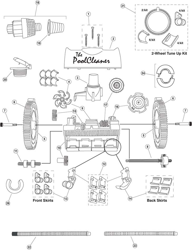 THE POOLCLEANER 2X, 4X LEADER HOSE WHITE w/ GREY CUFF PART 896584000-211
