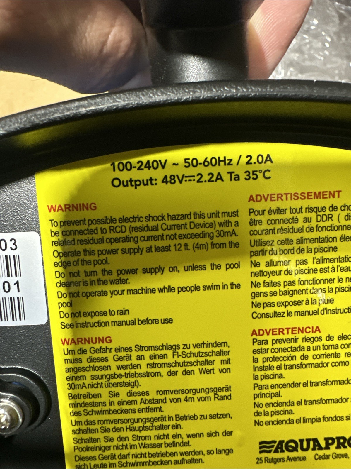 Aqua Products AquaBot Power Supply SW PREMIUM – A78003 SKPOWER06 48 VDC NEW