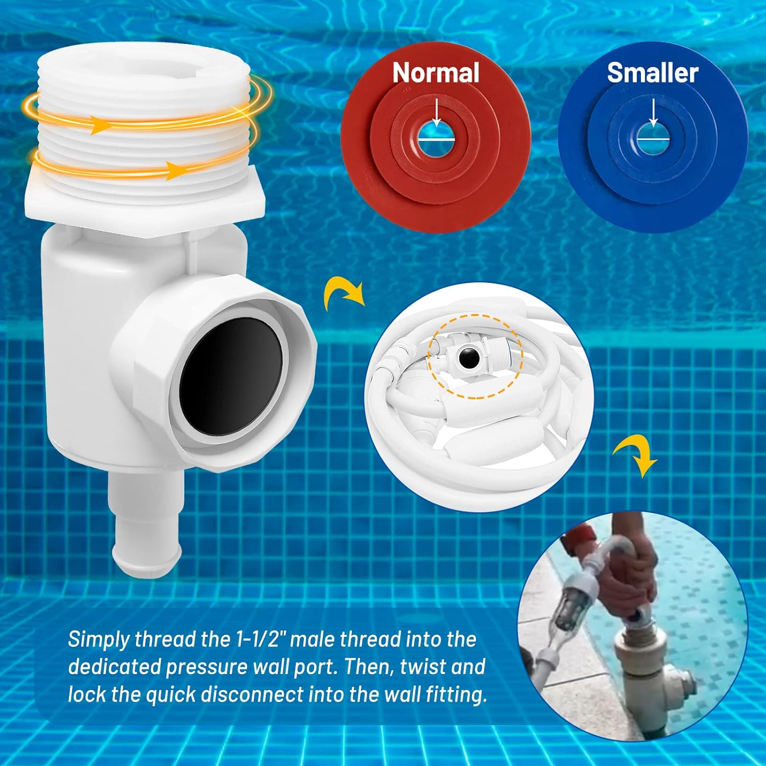 9-100-9001 Universal Wall Fitting Connector Assembly for Pool Cleaner Parts – Re