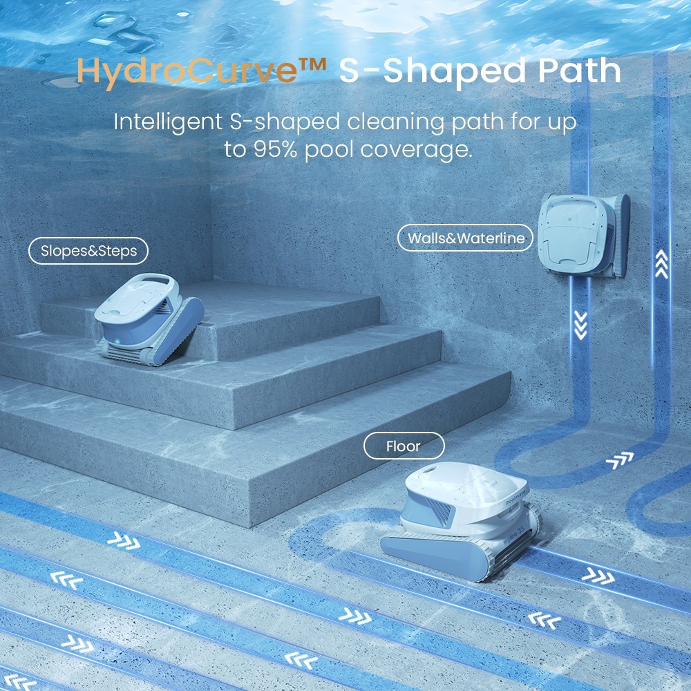 Hydro 3S Cordless Robotic Pool Vacuum for Inground Pools, 4 Cleaning Modes