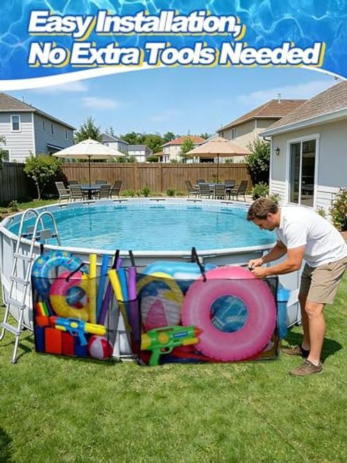 2 Pack Pool Float Storage Bag – Large and Small Mesh Hanging Pool Toy